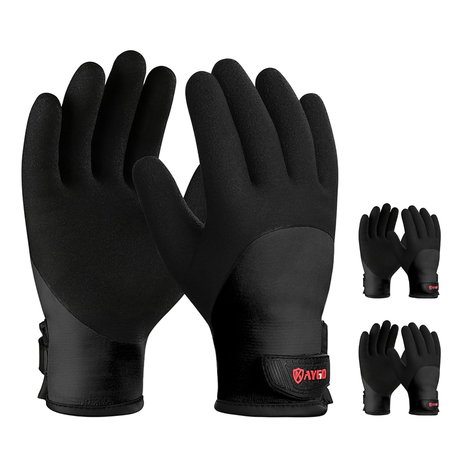 KAYGO Waterproof Thermal Work Gloves 3 Pairs, Full Hand Latex Coated, Insulated...