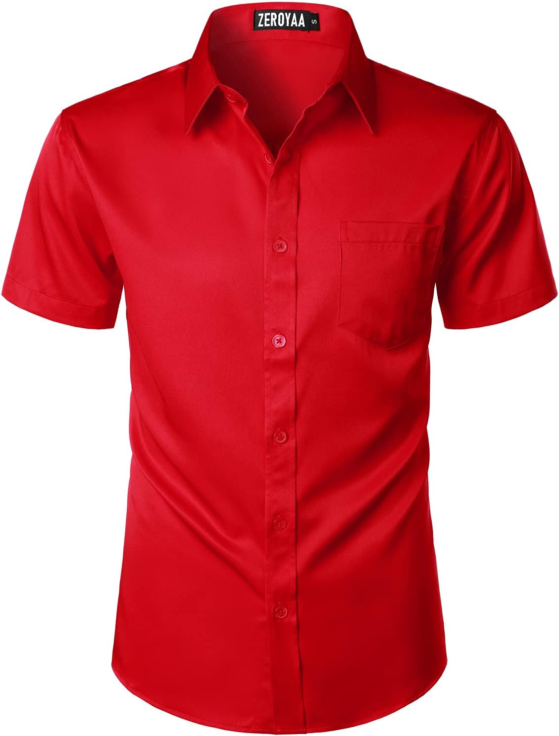ZEROYAA Men's Casual Urban Stylish Slim Fit Short Sleeve Button Up Dress Shirt w...