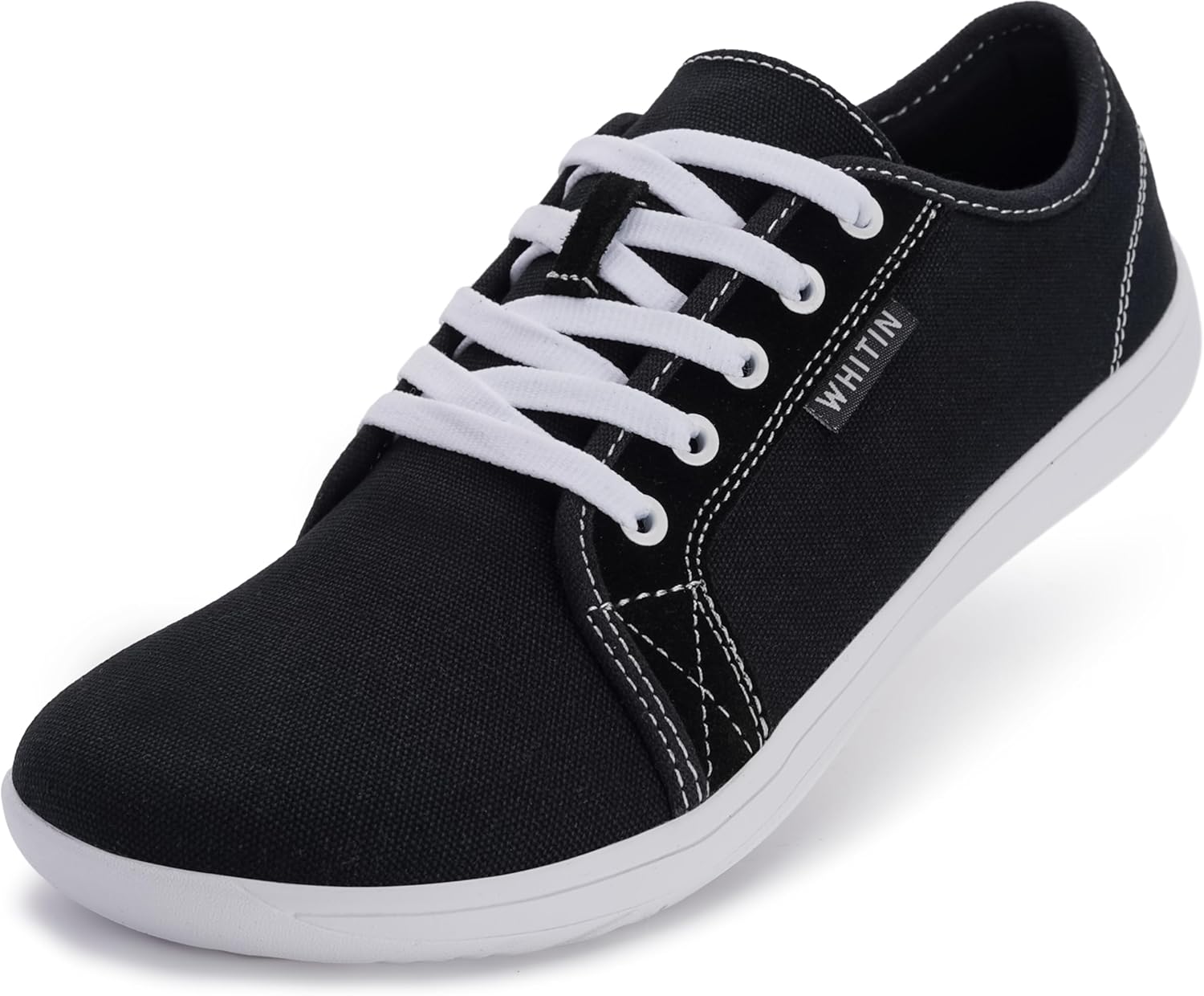 WHITIN Women's Canvas/Leather Barefoot Shoes | Wide Width Minimalist Sneakers |...