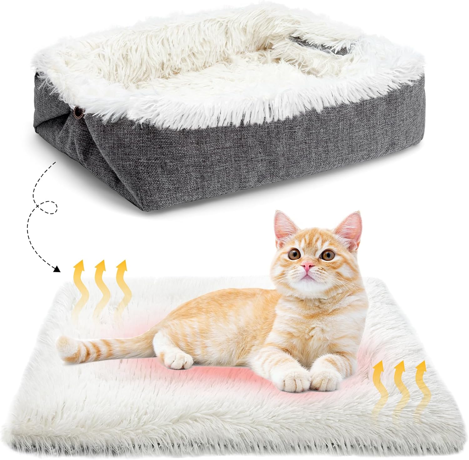 MAIYADUO Self Warming Pet Bed for Cats and Small Dogs, 42x36 cm Washable Foldabl...