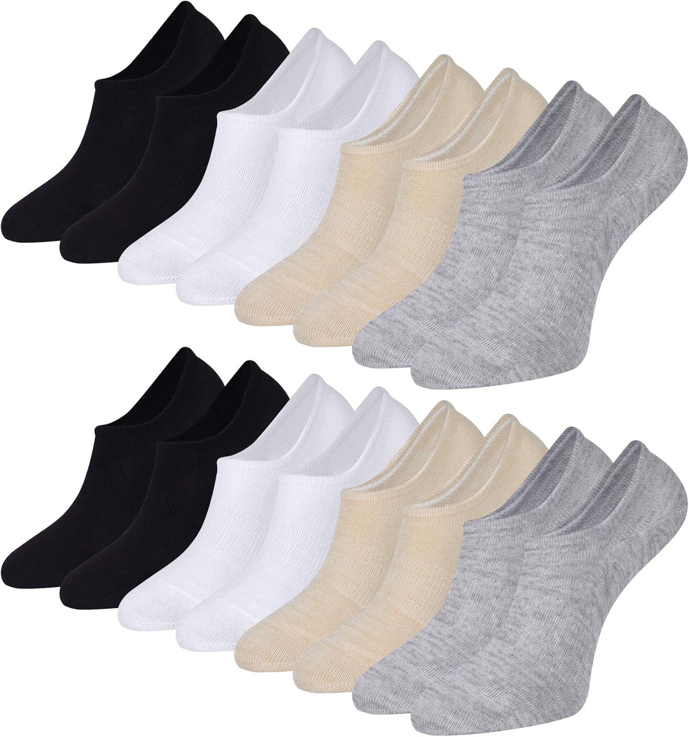Toes Home Bamboo No Show Trainer Socks for Womens and Men - 8 Pairs Non Slip Low...