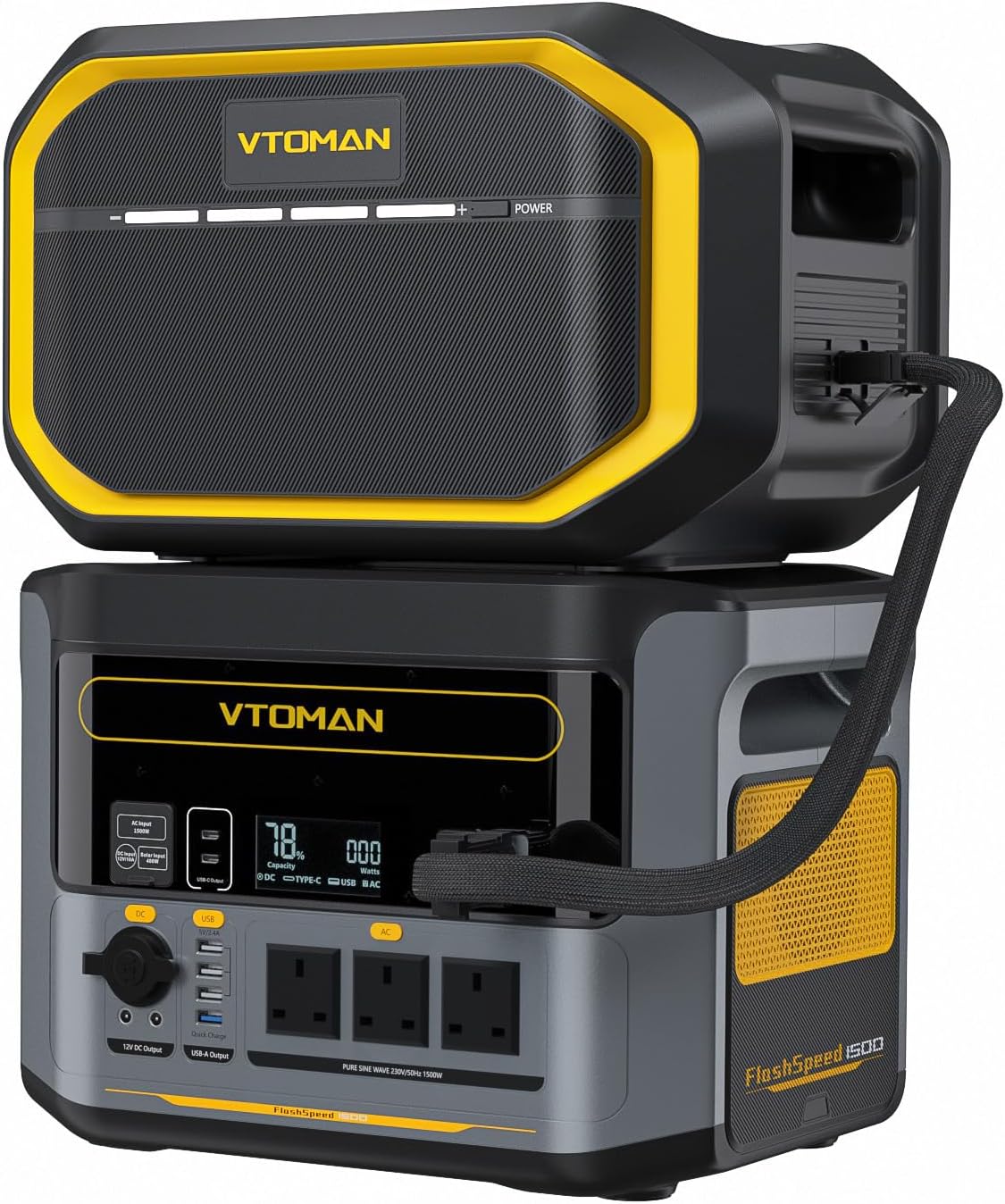 VTOMAN FlashSpeed 1500 Portable Power Station 1500W (3000W Peak) with Extra Batt...