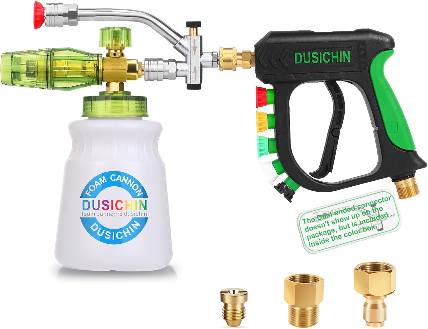 DUSICHIN Short Pressure Washer Gun with Foam Cannon,Dual Connector Accessory, Ca...