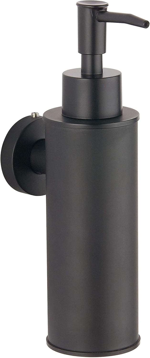 BGL wall mounted 304 stainless steel soap dispenser for decor (Round, Black)