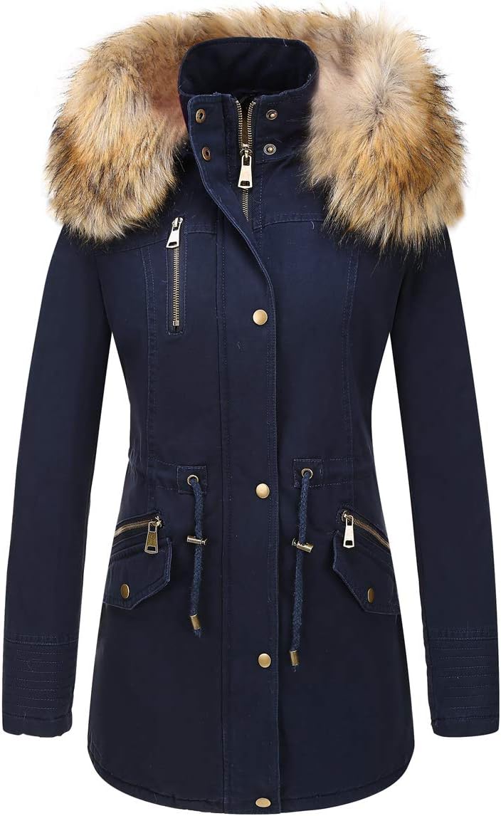 Bellivera Women Twill Parka Jacket, Winter Fashion Warm Long Hood Coat with Faux...