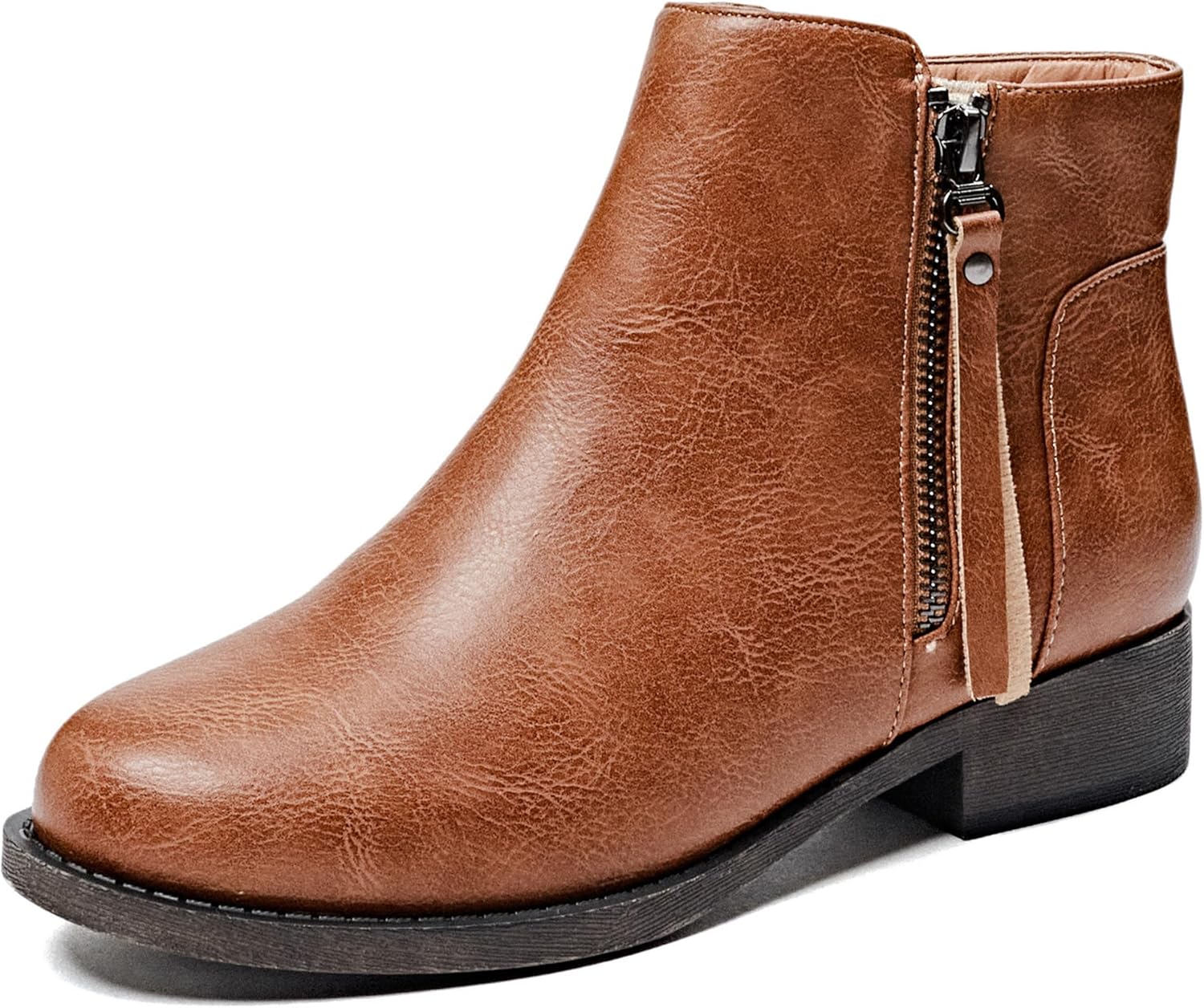 Veittes Women's Ankle Boots, Comfortable Chunky Heel Short Side Zipper Boots. 8....