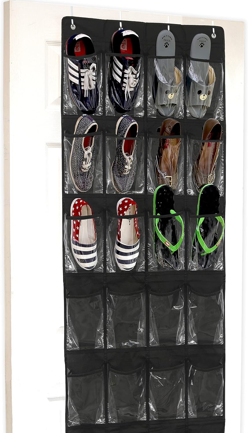 Simple Houseware 24 Pockets - Crystal Clear Over The Door Hanging Shoe Organizer...