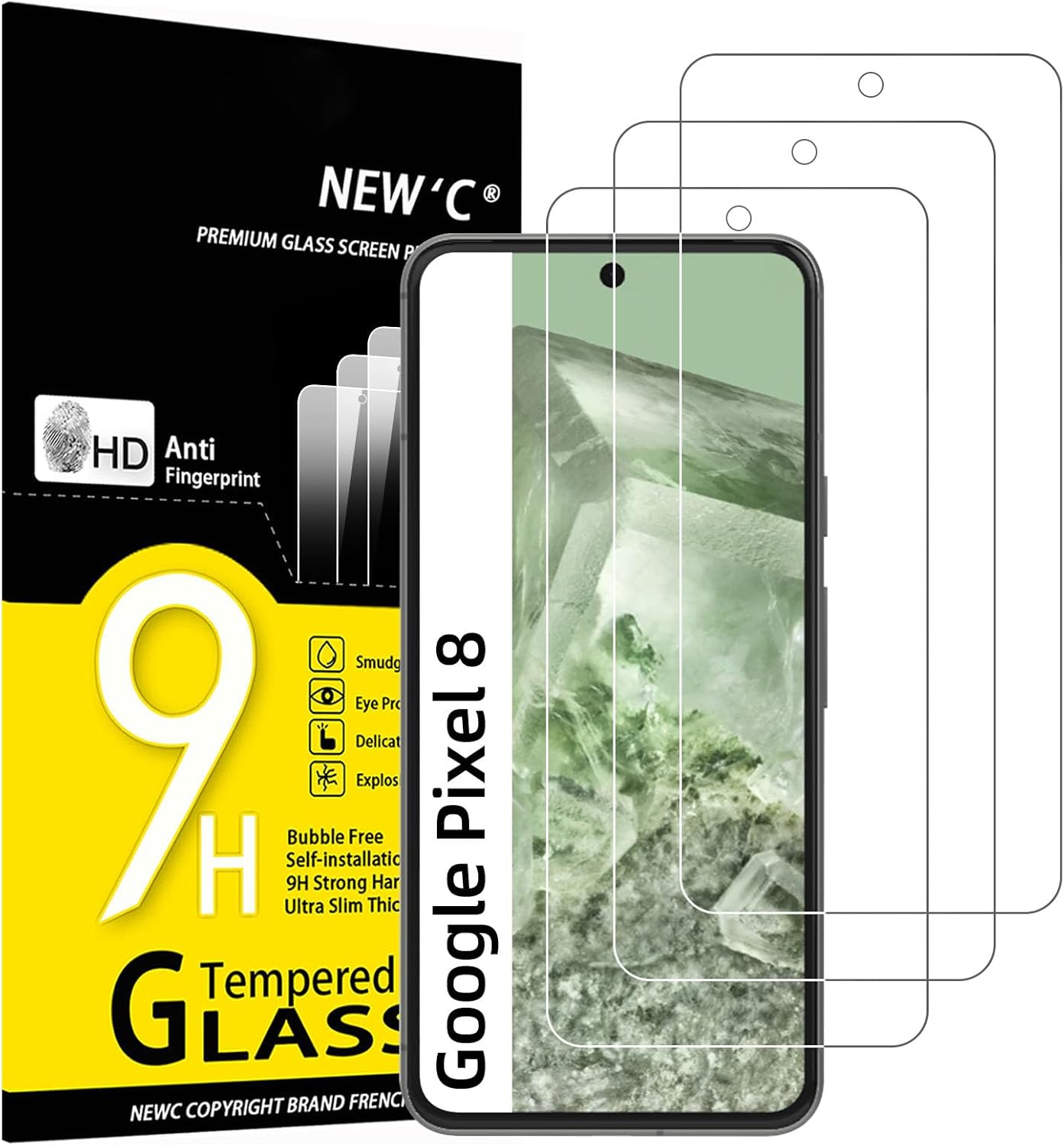 NEW'C 3 Pack Designed for Google Pixel 8 [No for Pixel 8A/8 Pro] Screen Protecto...