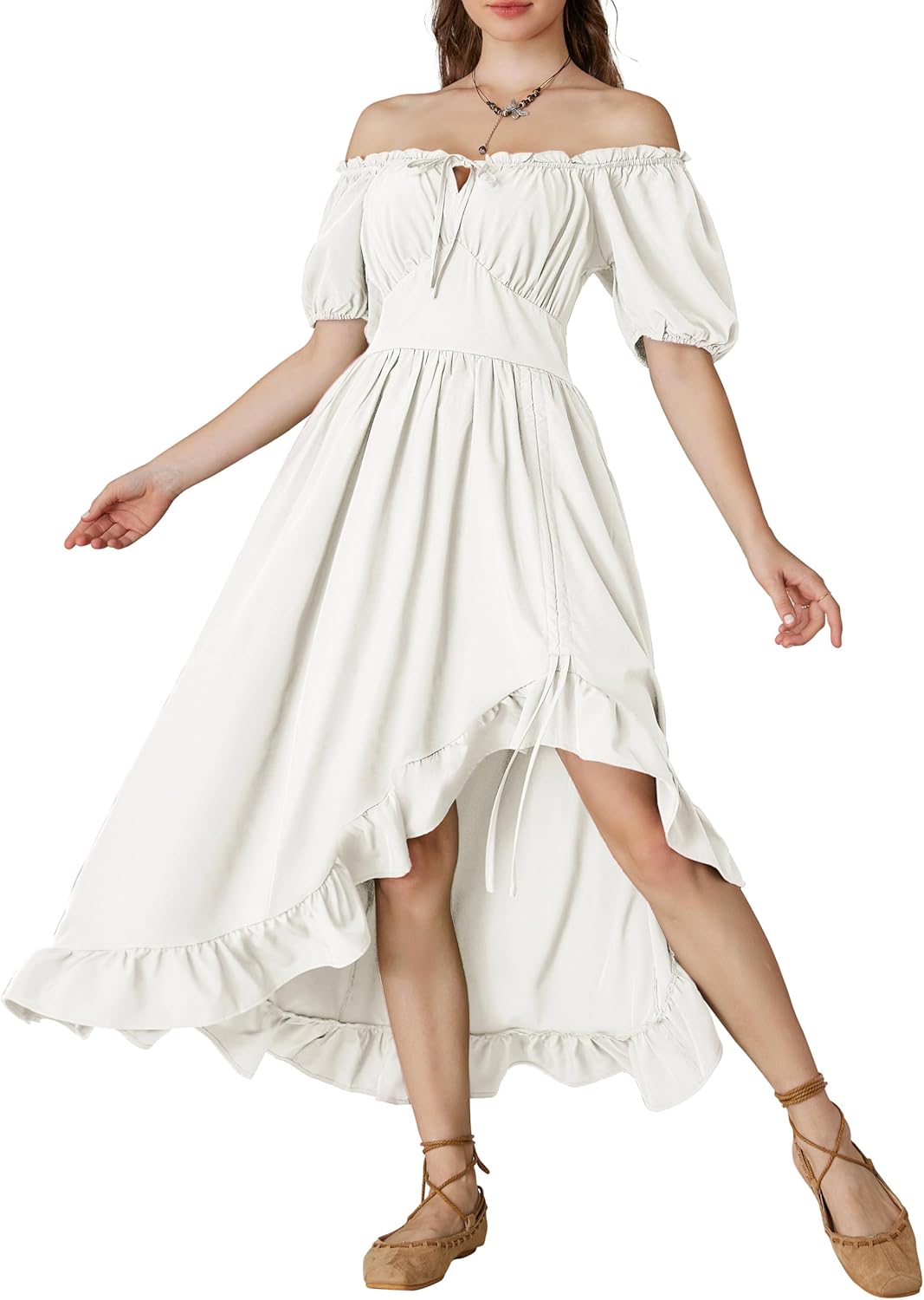Scarlet Darkness Renaissance Dress Women Cottagecore Corset Dress Ruffle Maxi Dr...
