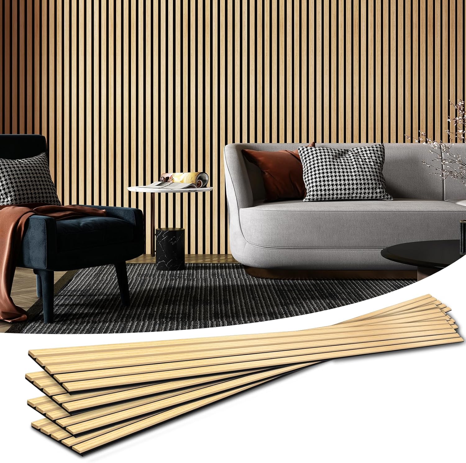 Art3d 4-Piece Wood Slat Acoustic Panels for Stylish Decor and Noise Reduction, 3...