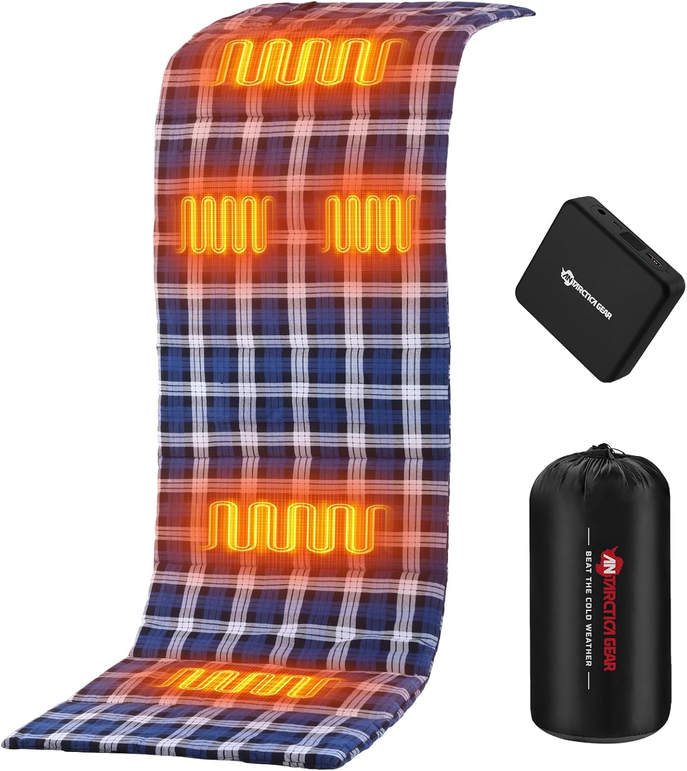 Heated Sleeping Bag Liner, 5 Heated Zones with 16000mAh 12V Battery Heated Pad,...