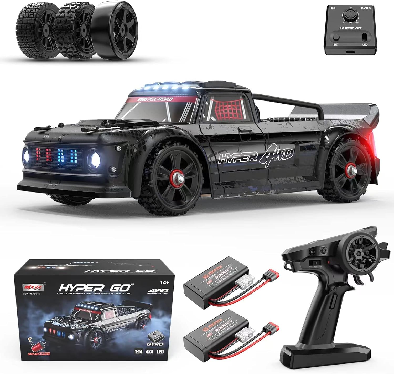 HYPER GO 14301 1/14 RTR Brushless RC Drift Car with Gyro, Max 38 mph Fast RC Car...