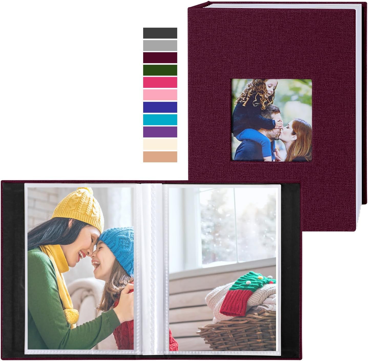 Benjia Small Photo Album 6x4 50 Pictures 2 Packs, Each Pack holds 50 Pockets, Sl...