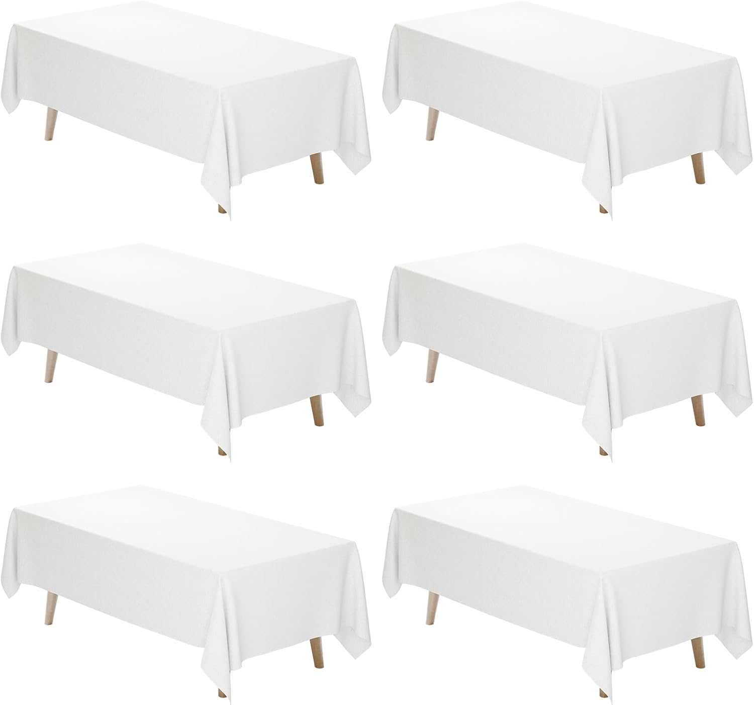 Fixwal 6 Pack White Table Cloth for Rectangle Table, 70 x 120 Inch Polyester Fab...