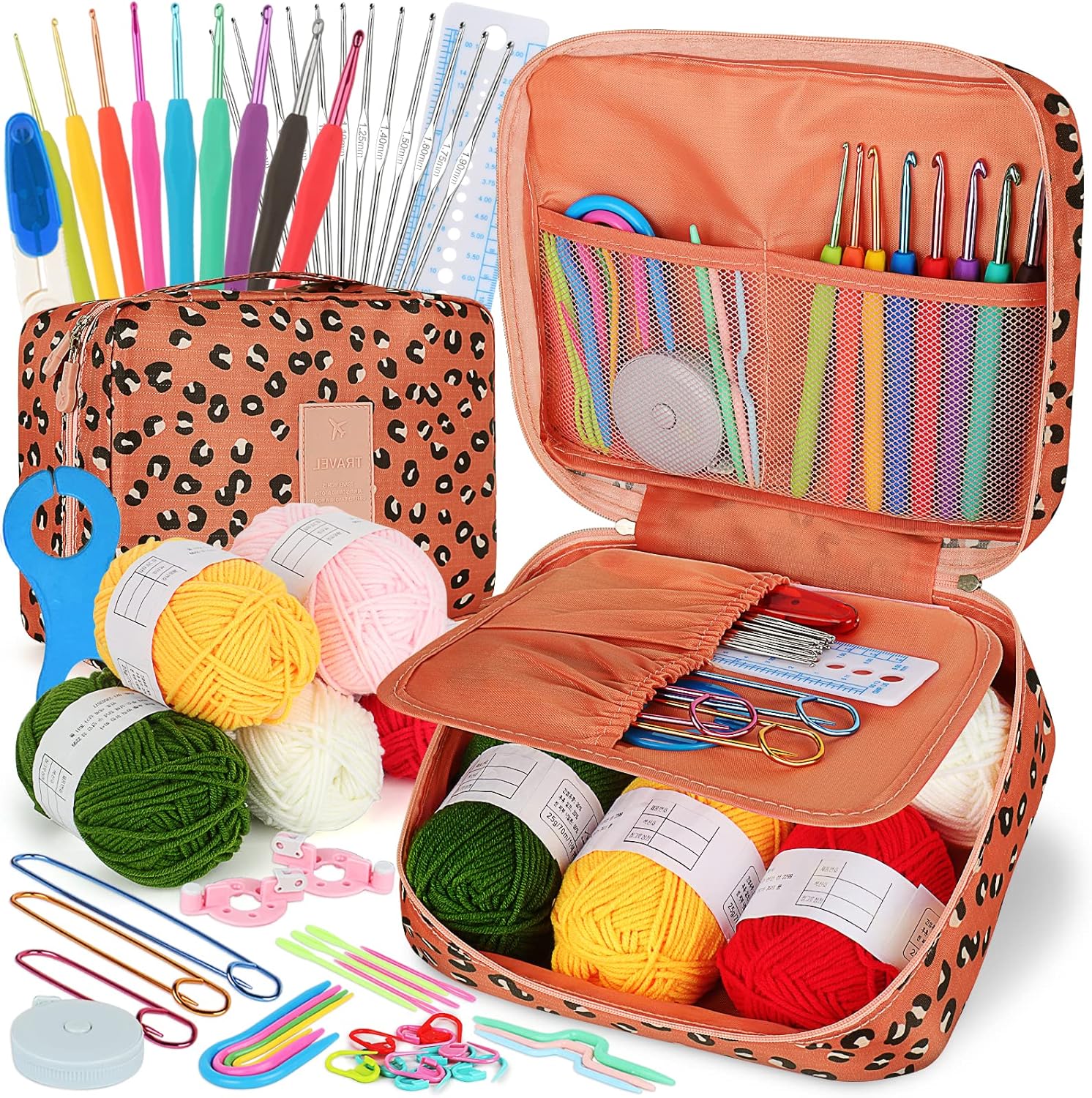 Coopay Crochet Kit Beginners Crochet Hook Set with Crochet Yarn,58PCS Portable C...