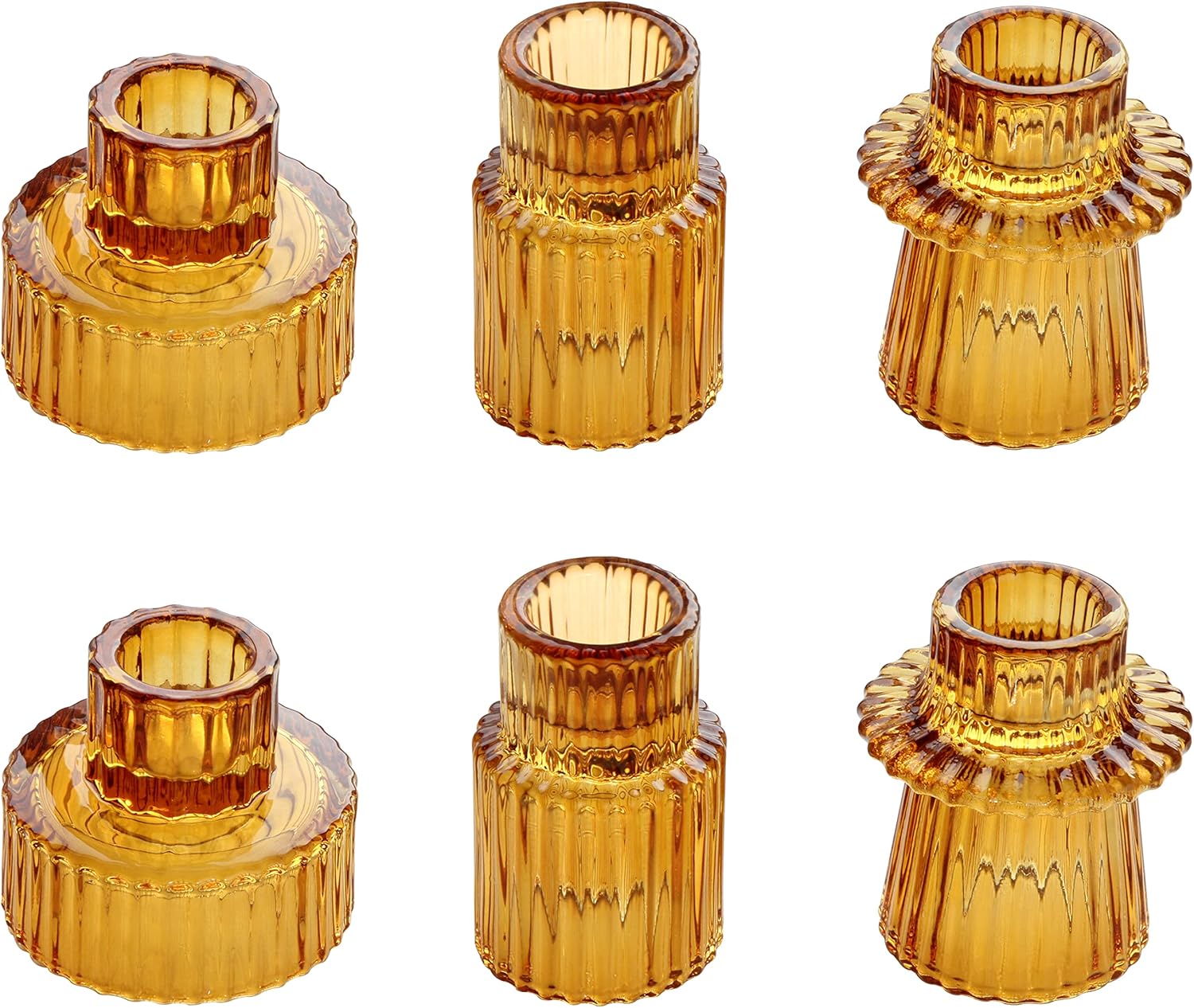 Vixdonos Taper Glass Candlestick Holders Tealight Candle Holders for Table Cente...