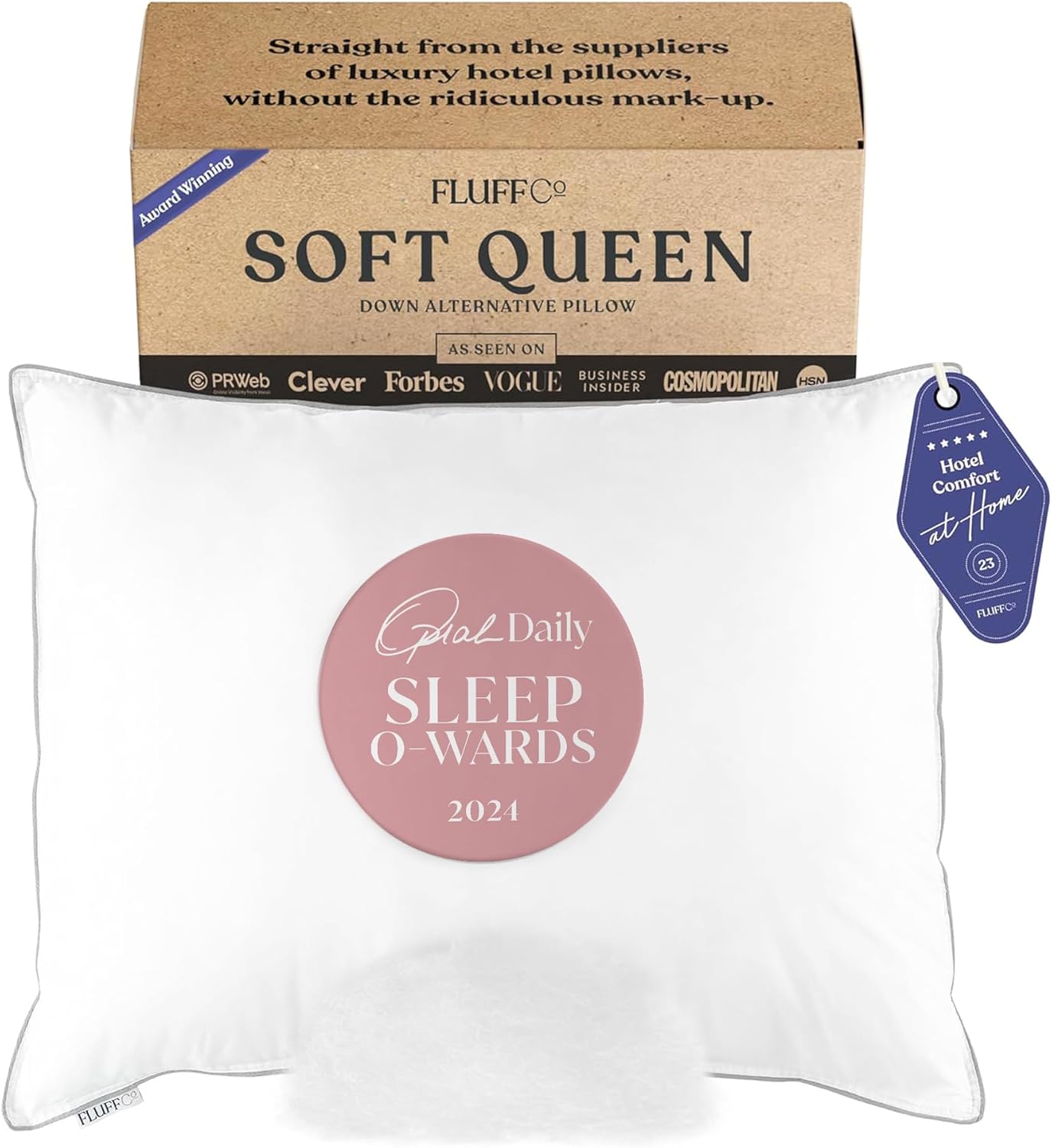 FluffCo Zen Pillow Down Alternative Standard/Queen Size Pillows | Luxury Hotel-Q...