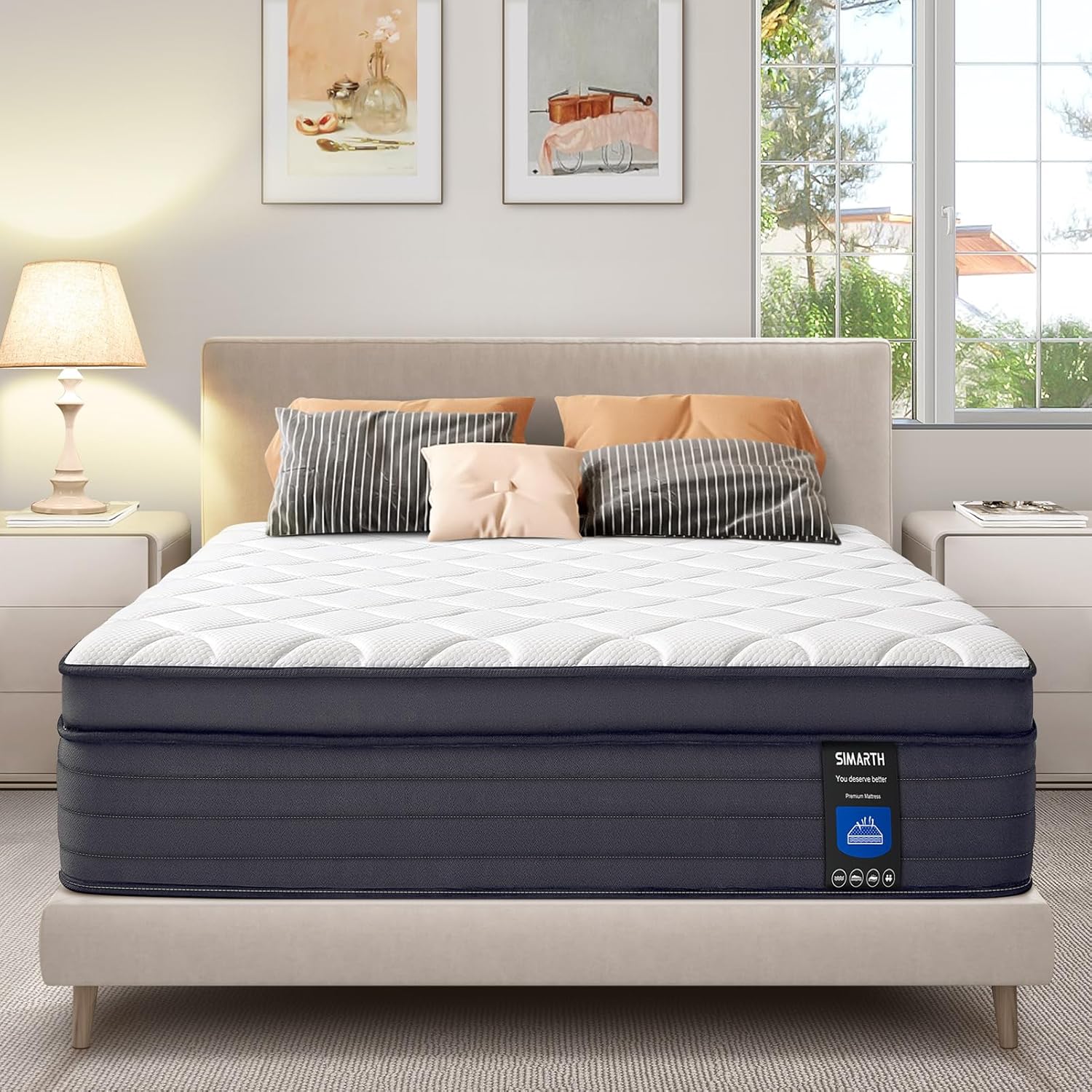King Size Mattress 14 Inch - Upgrade Strengthen, Memory Foam Hybrid Mattress wit...