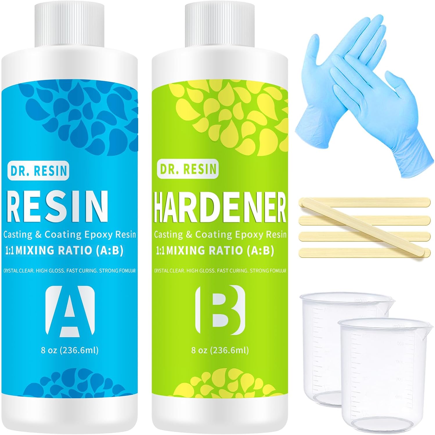 Clear Epoxy Resin Kit Resin Starter Kit 16oz/473ml - 2 Part Resin Kit for Craft,...