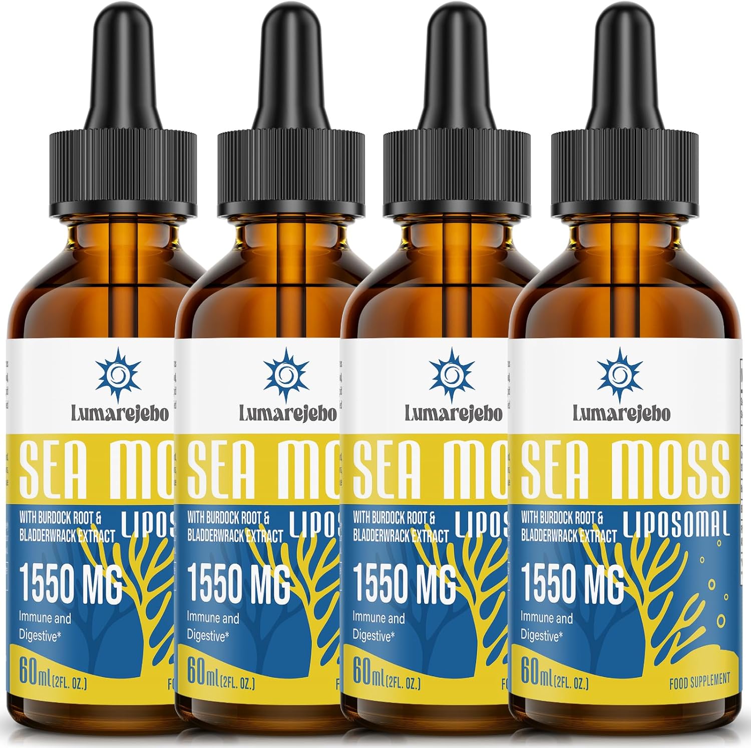 Liposomal Irish Sea Moss Drops 1550MG, with Burdock Root and Bladderwrack Extrac...