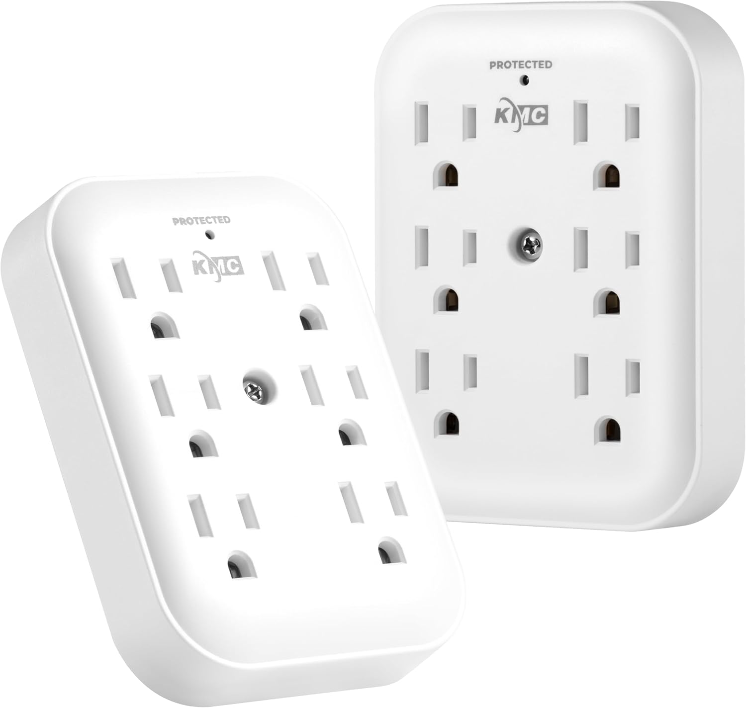 KMC Surge Tap 6-Outlet Wall Plug Extender 2-Pack, 840J Surge Protector Outlet, W...
