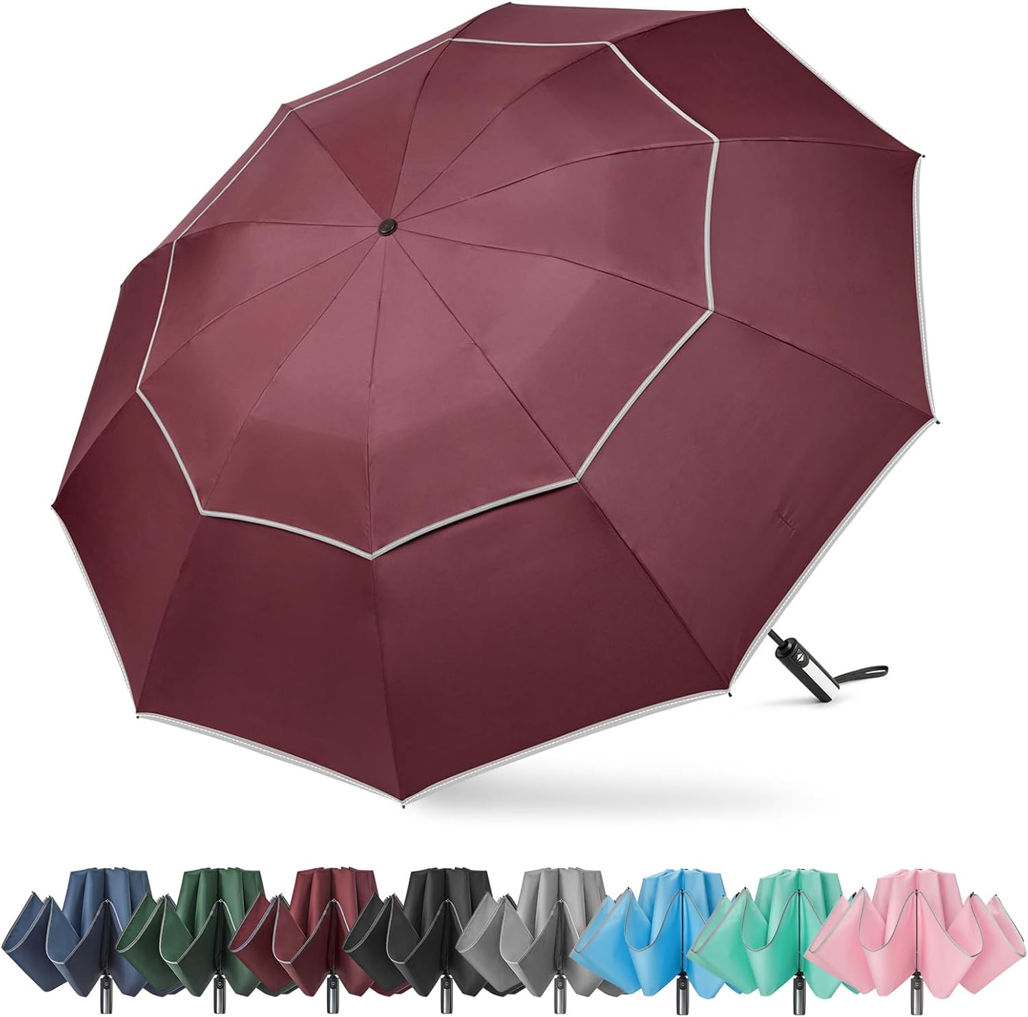 G4Free 54/62 Inch Windproof Inverted Umbrella with Reflective Stripe, Large Comp...