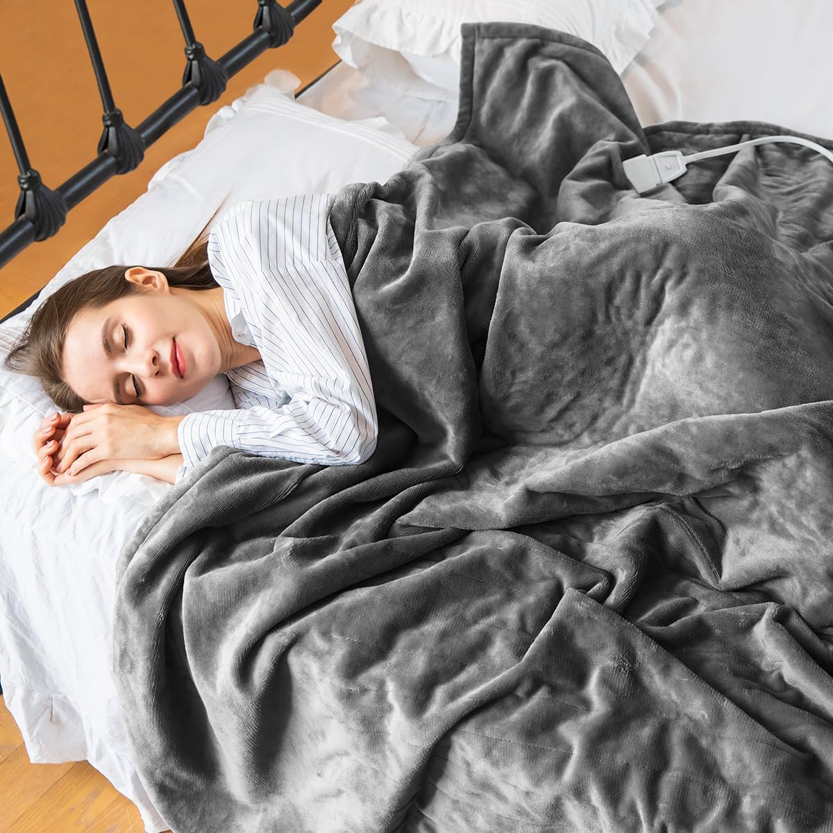 Heated Throw Blanket with 1-9 hrs Timer Auto-Off & 8 Heating Levels,Flannel Elec...
