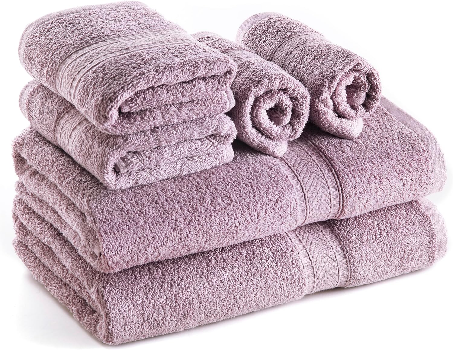 SweetNeedle 6 Piece Towel Set - 2 Bath Towels, 2 Hand Towels and 2 Washcloths Co...