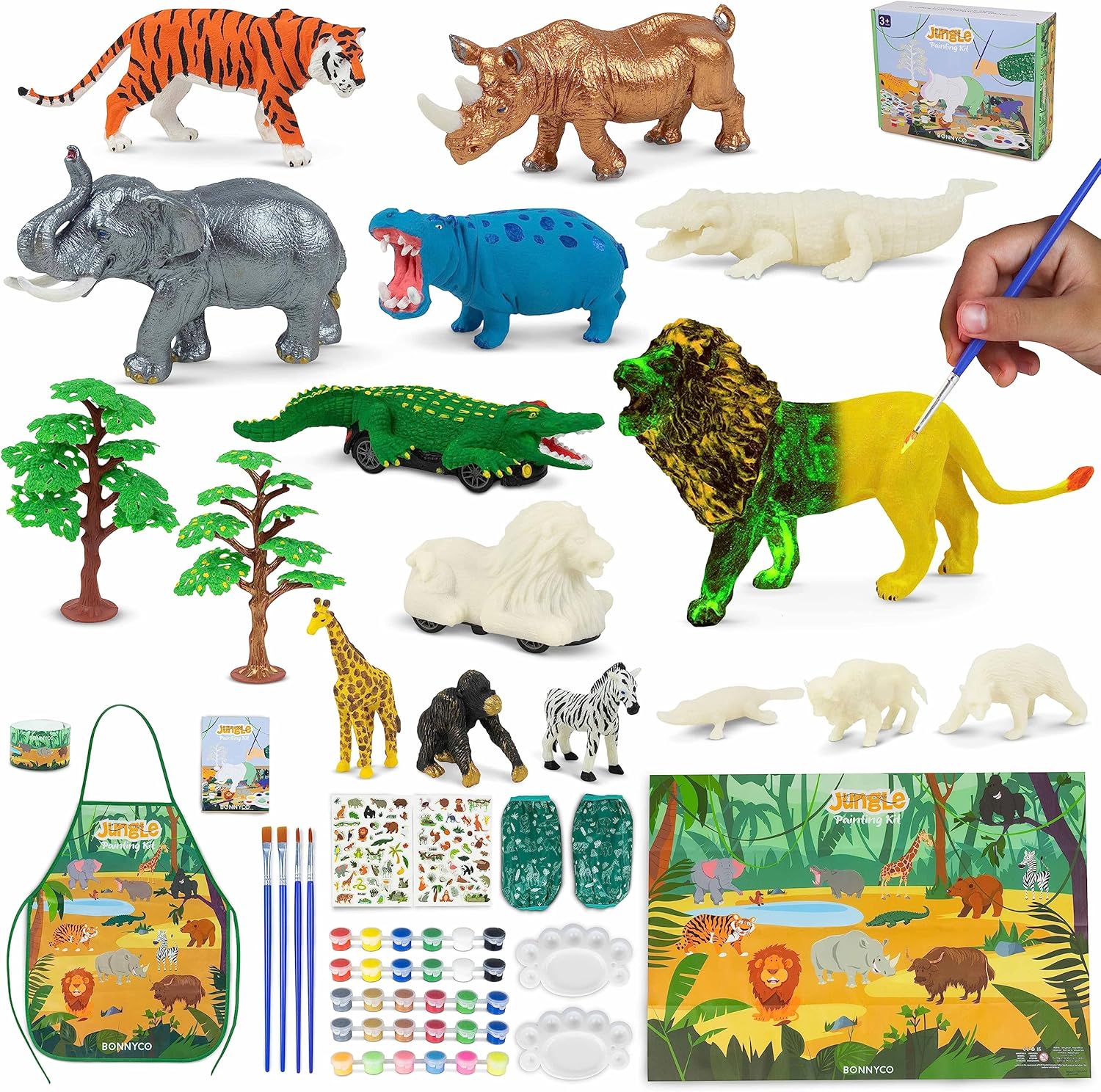 BONNYCO Animal Toys for Children Painting Kit with 16 Jungle Figures Craft Kits...