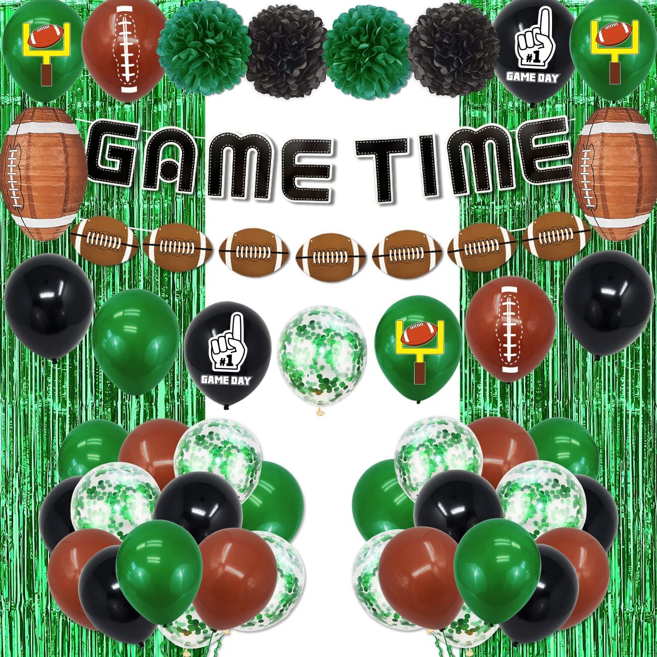 Football Party Decorations Kit Include Game Time Football Banner Paper Pom Poms...