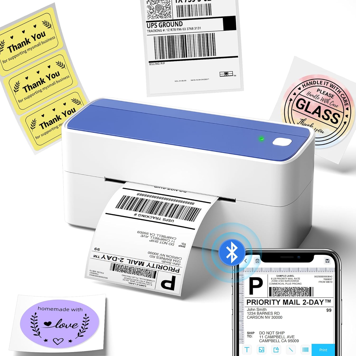 Phomemo 241BT Shipping Label Printer, Bluetooth Thermal Label Printer Machine 4x...
