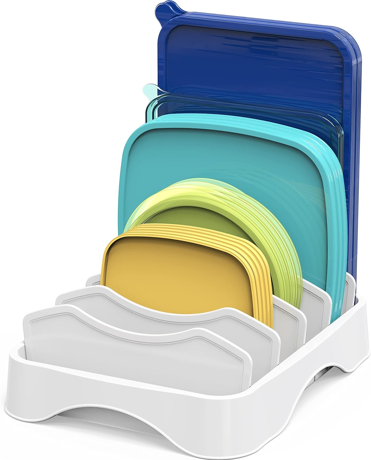 Simple Houseware Food Container Lid Organizer, Adjustable Dividers Lids Storage,...