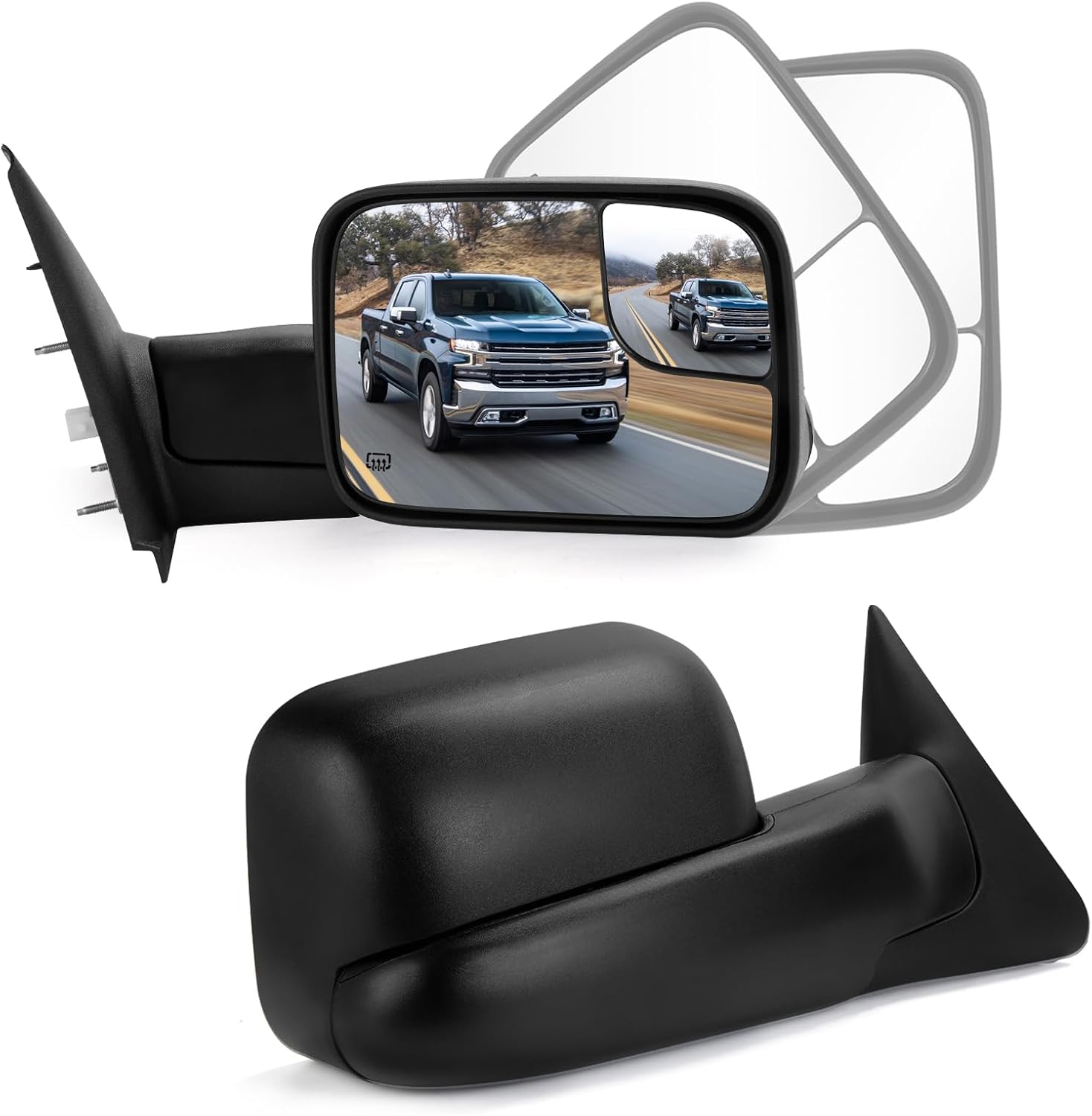 Towing Mirrors Driver Passenger Side for 2002-2008 Dodge Ram 1500 2003-2009 Ram...