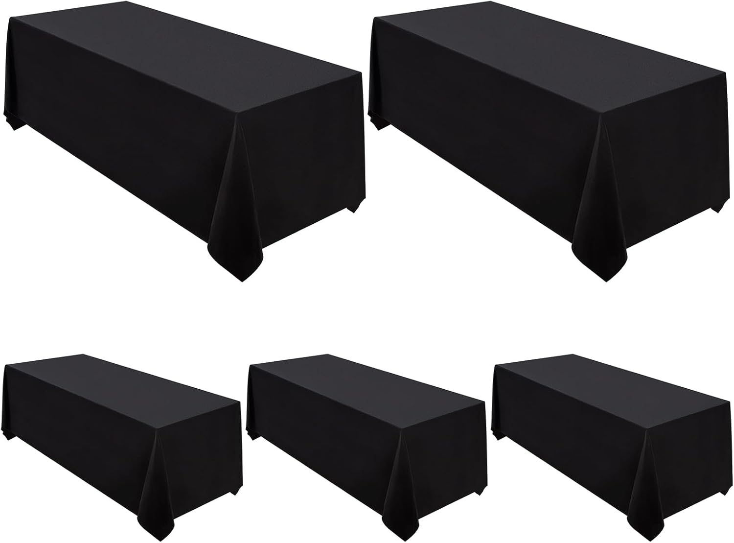 Surmente 5 Pack Black Tablecloth 90 x 132-inch Rectangular Polyester Table Cloth...
