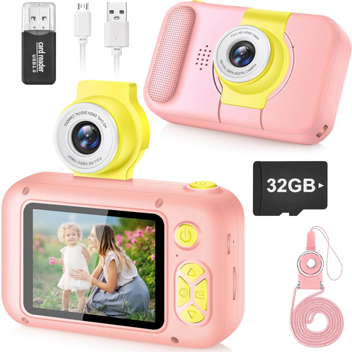 Kids Camera,ARNSSIEN Camera for Kids,2.4in IPS Screen Digital Camera,180°Flip Le...