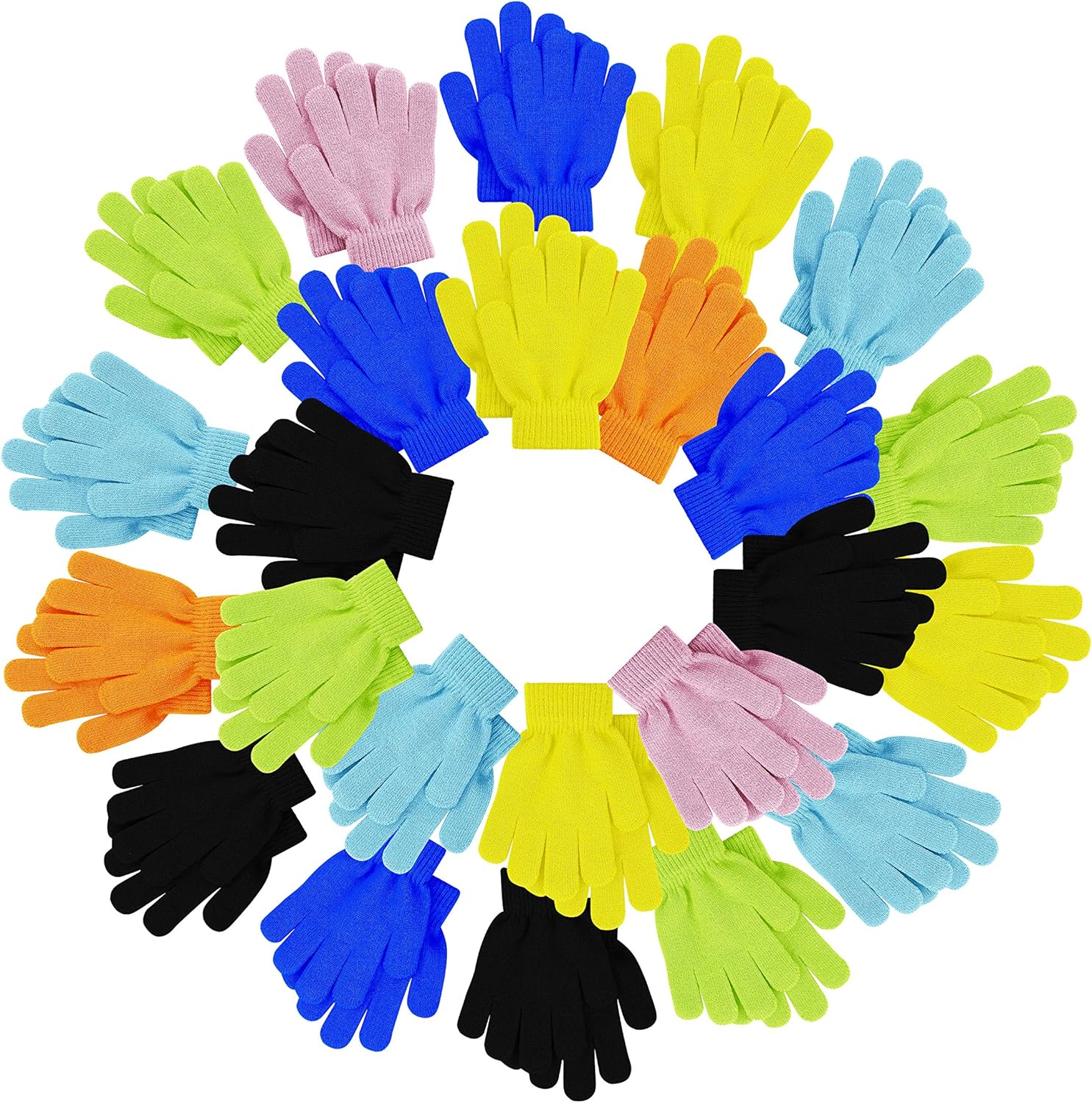 24 Pairs Kids Winter Magic Gloves, Thermal Soft Stretchy for Boys Girls, Childre...