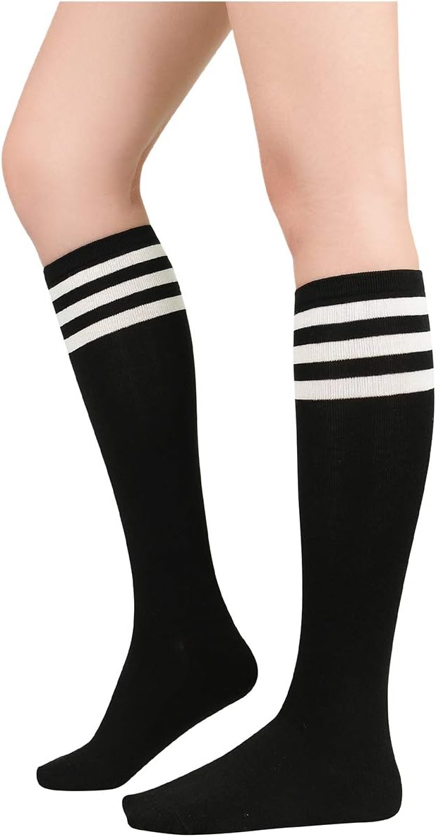 Century Star Women's Knee High Socks Athletic Thin Stripes Tube Socks High Stock...