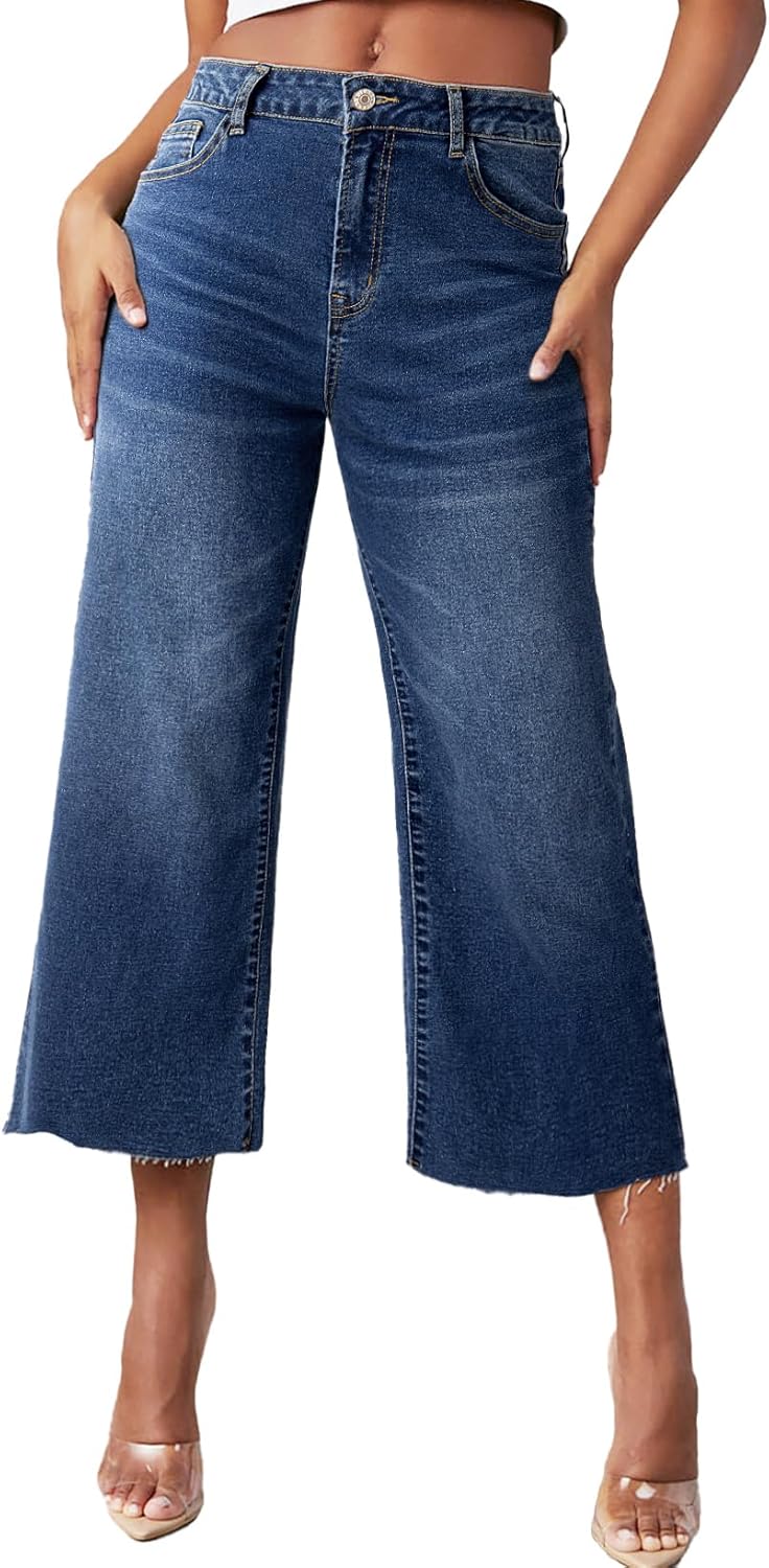 Sidefeel Women's Wide Leg Jeans High Waisted Straight Leg Petite Jeans 8 Points...