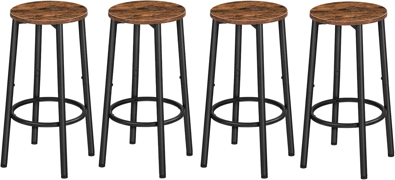 HOOBRO Bar Stools Set of 4, Counter Height Stools, Kitchen Round Height Stools,...