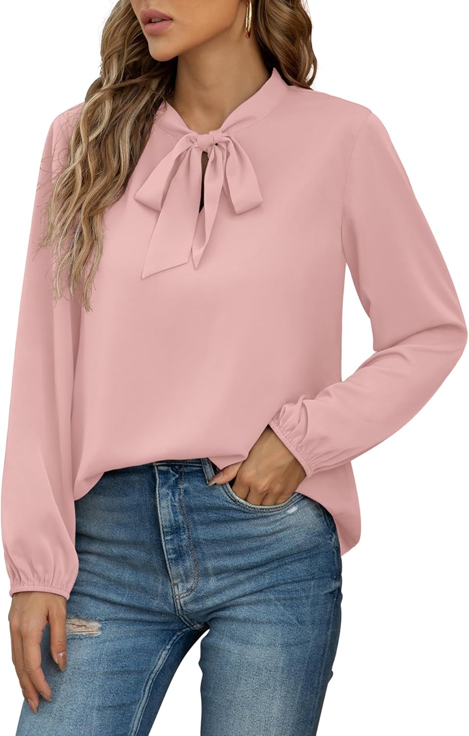 CZYINXIAN Womens Dressy Chiffon Blouse Business Work Casual Tie Neck Shirt Tops...