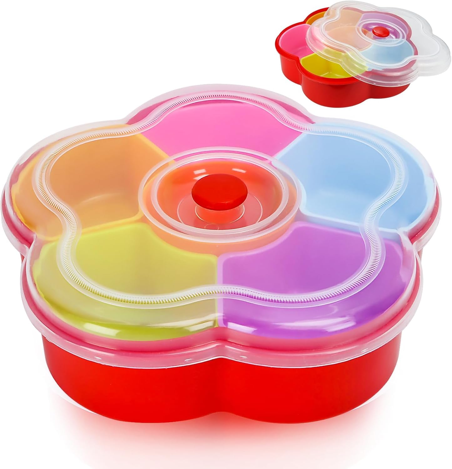 Divided Snack Serving Tray with Lid, Reusable Veggie Tray Snackle Box Container,...