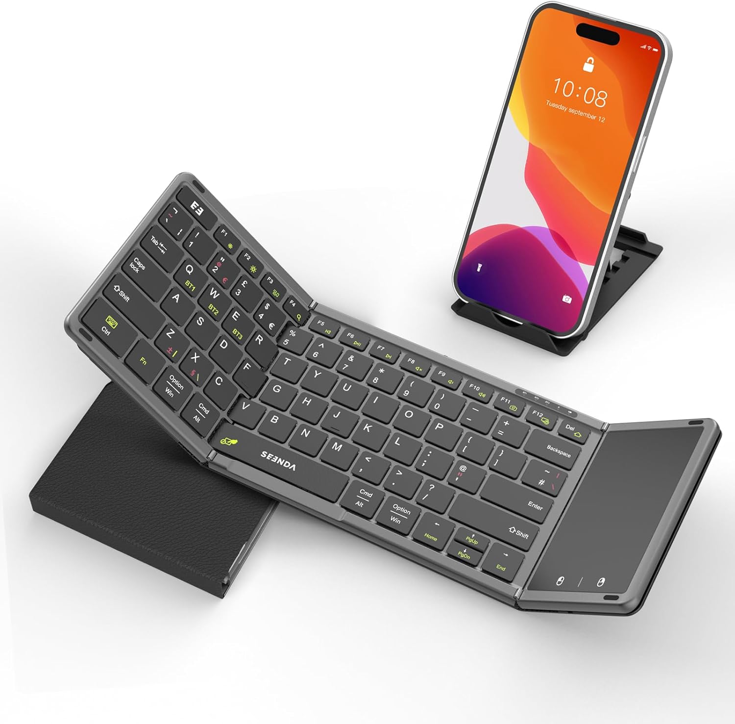 Seenda Foldable Bluetooth Keyboard with Touchpad, Folding Portable Travel Keyboa...