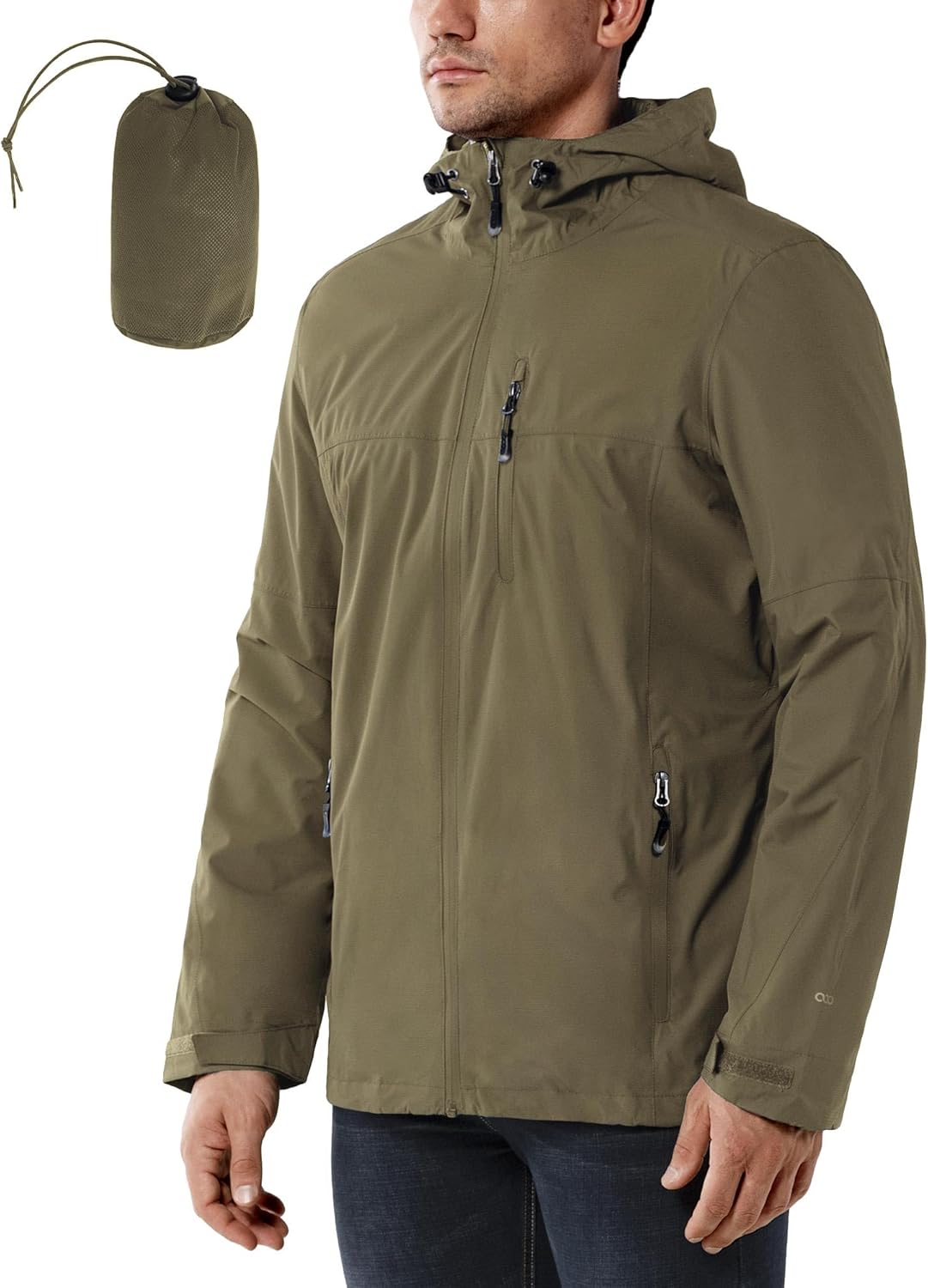 33,000ft Men's Rain Jacket Waterproof Cycling Running Packable Raincoat with Hoo...