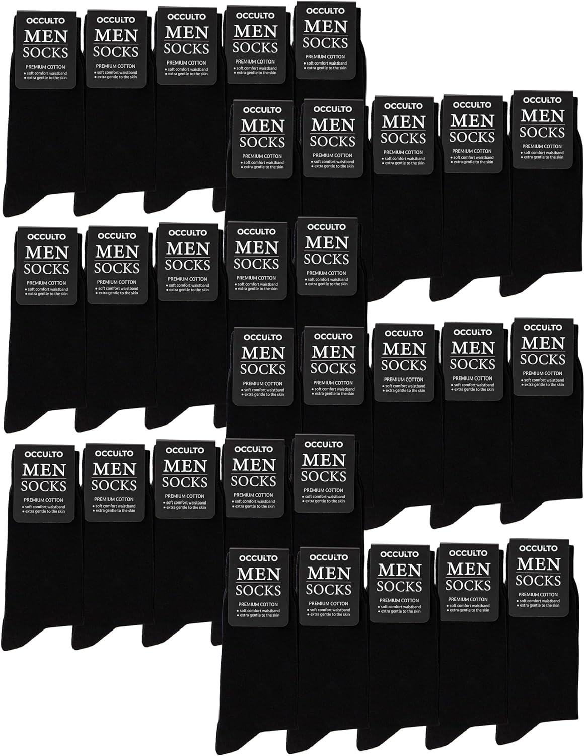Occulto Men Black Socks Pack of 10-30 (Model: Hermann) 9-11 30 | Black