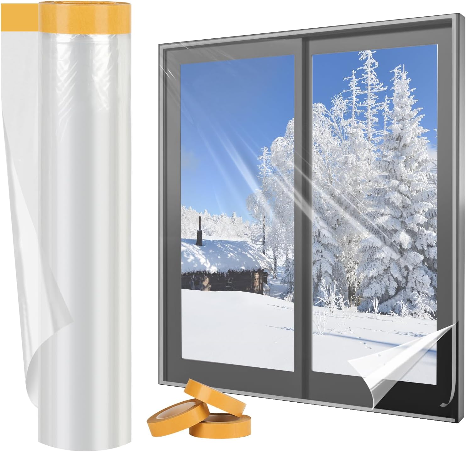 Yotache Window Insulation Kit 1.6m x 10m Long Indoor Window Shrink Film, POF Ins...