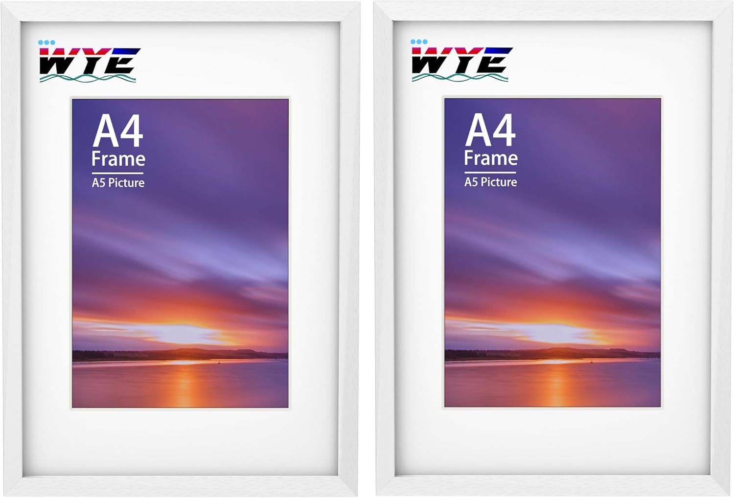 A4 Frame Wooden Set of 2, A4 Photo Frames with A5 Mount, A4 Picture Frames with...