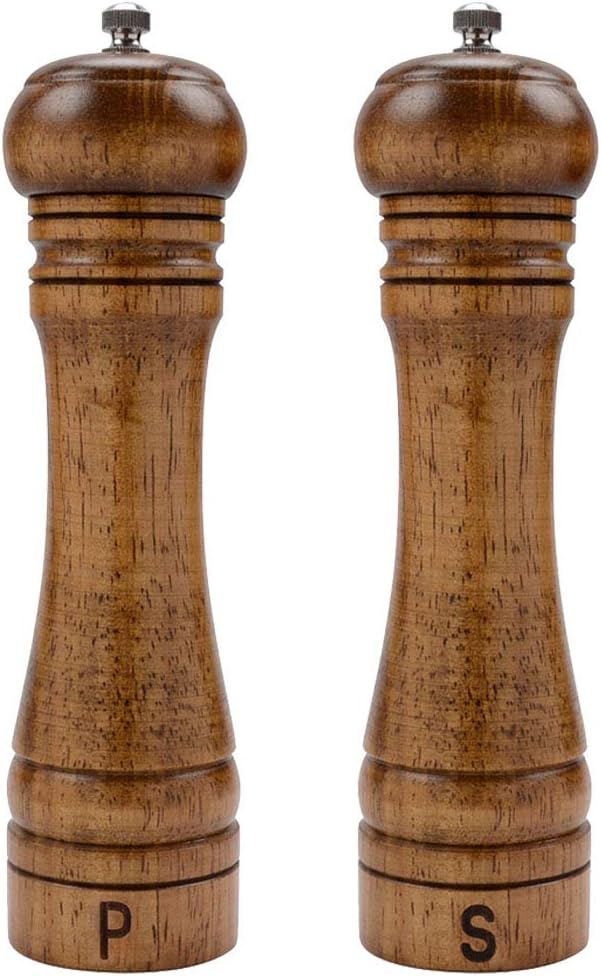 Haomacro Salt and Pepper Mill Set, Wooden Salt and Pepper Grinders, Shakers with...