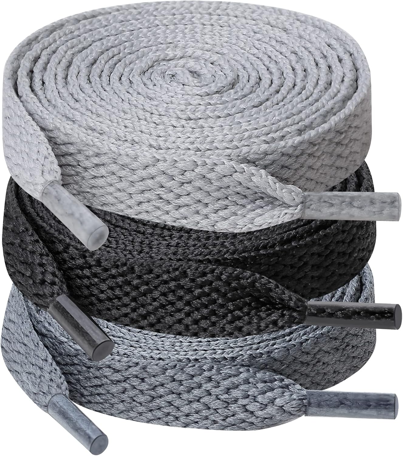 UpUGo Shoe laces, 3 Pair 8mm Wide Flat Shoelaces for Sneakers, Kids, Adults Athl...