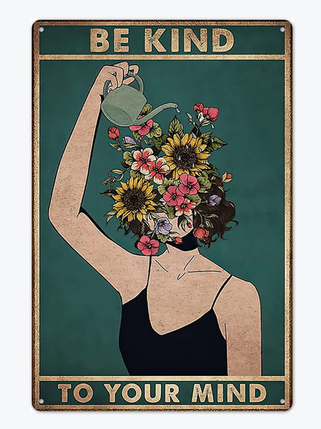 Fmcmly Be Kind to Your Mind Vintage Tin Signs Hippie Boho Wall Art Encouragement...