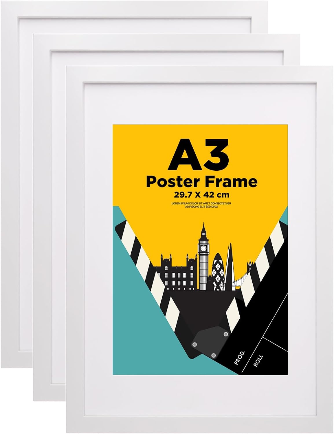 EGOFINE A3 Frames White Set of 3 - Wooden Picture...